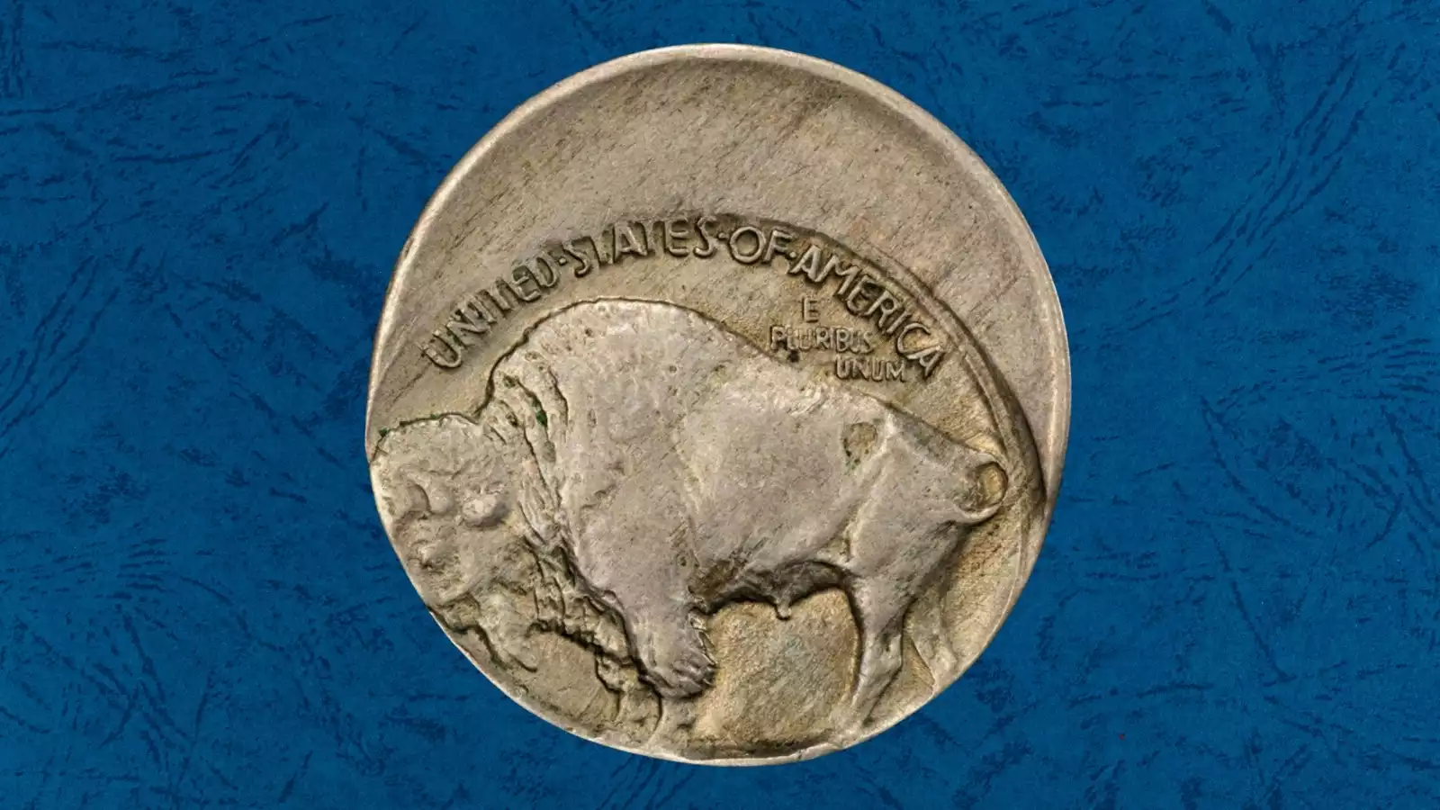 1928 Buffalo Nickel off-center strike error showing design shifted with blank planchet crescent visible